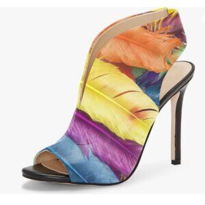 YDN Purple Feather Slingback Peep Toe Stiletto High Heel Sandals Ankle Boots
